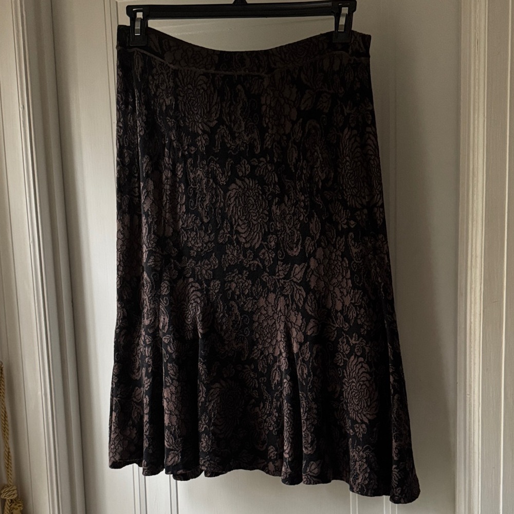 Peruvian Connection Black and Brown A-Line Skirt